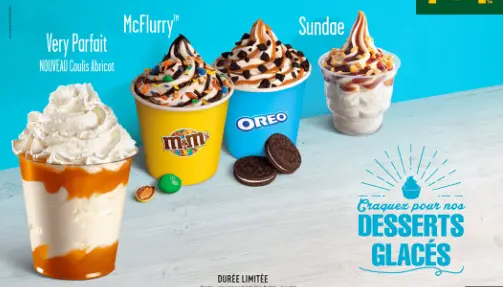 Mcdo NOS DESSERTS GLACÉS Prix