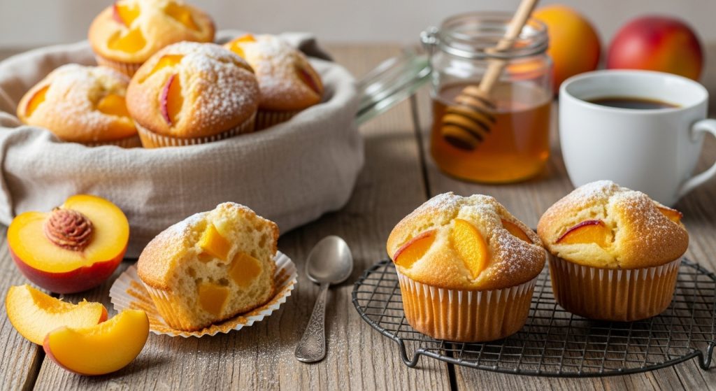 Moist Peach Muffins
