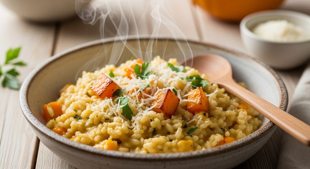 Risotto crémeux à la courge butternut et parmesan