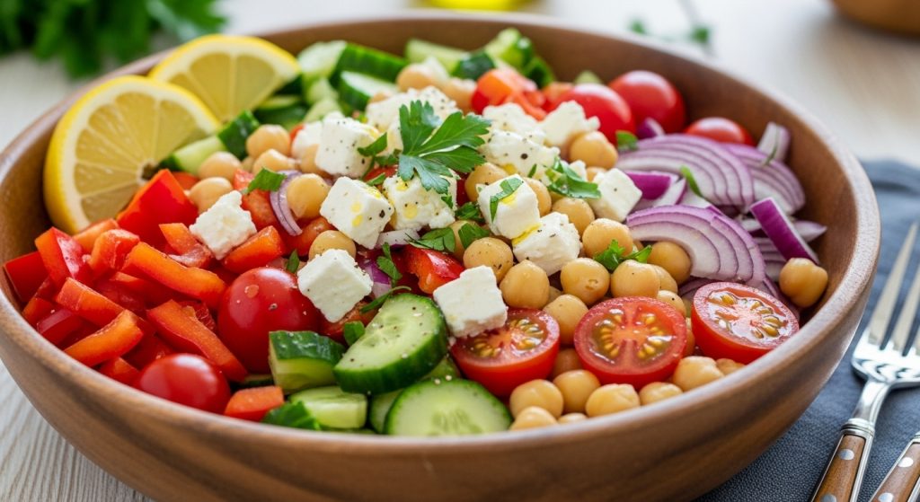 Salade Méditerranéenne Facile avec Pois Chiches
