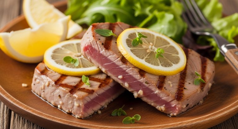Steaks de thon mariné grillés