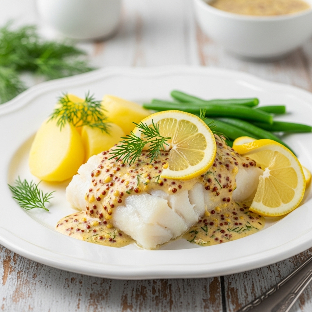 Cabillaud au Four à la Moutarde et Crème Citronnée