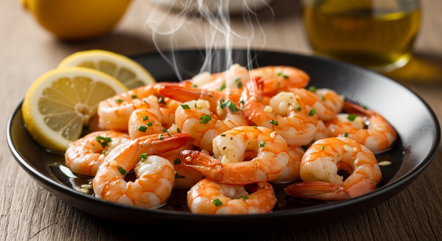 Crevettes marinées à l’ail et citron Recipe