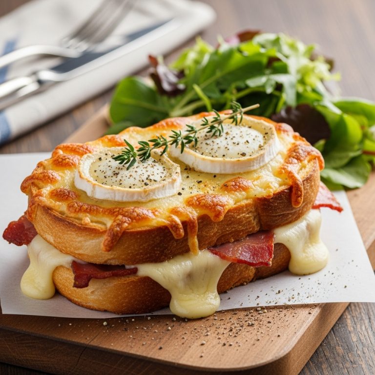 Croque-Monsieur Gratiné aux Lardons et Fromage de Chèvre