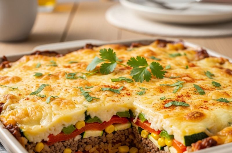 Gratin Mexicain de Riz à la Viande Hachée