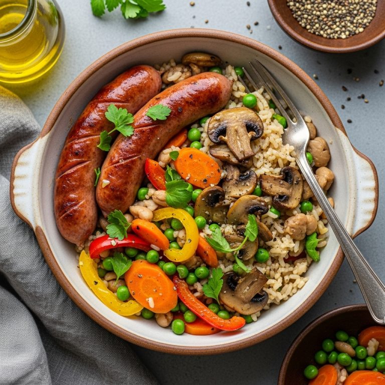 Poêlée Riz Chipolatas Légumes
