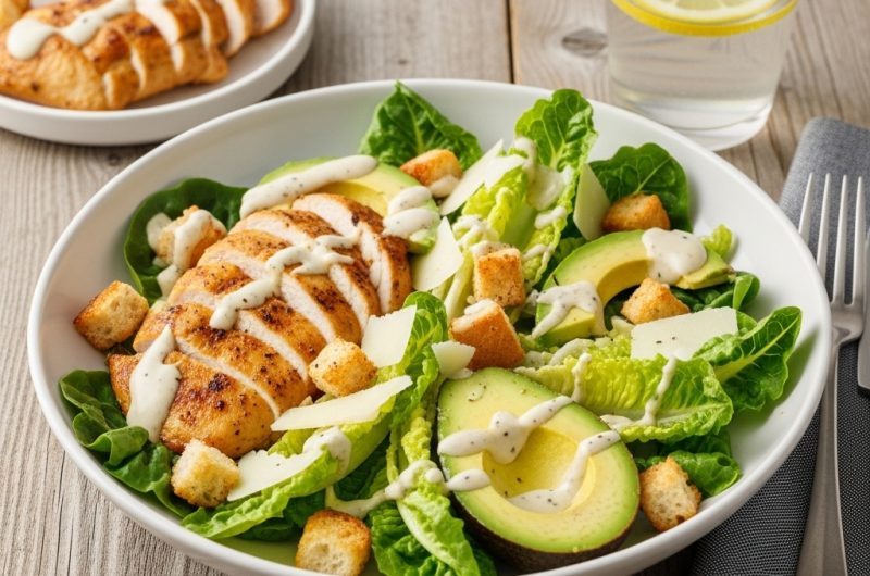 Salade César légère au poulet grillé et avocat