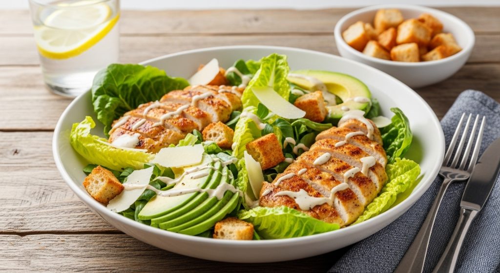 Salade César légère au poulet grillé et avocat