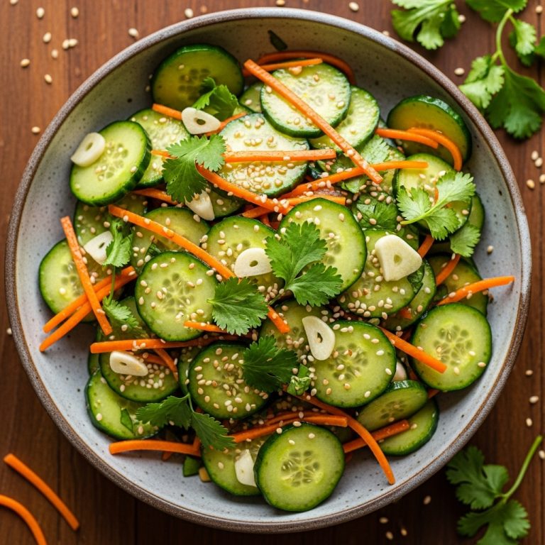 Salade de Concombre Asiatique avec Ail et Coriandre