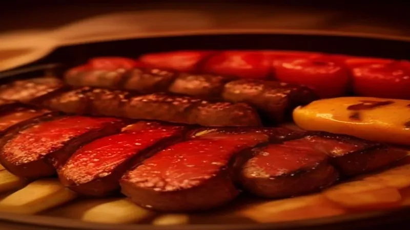Grillades et assiette de viandes, illustration générée par IA