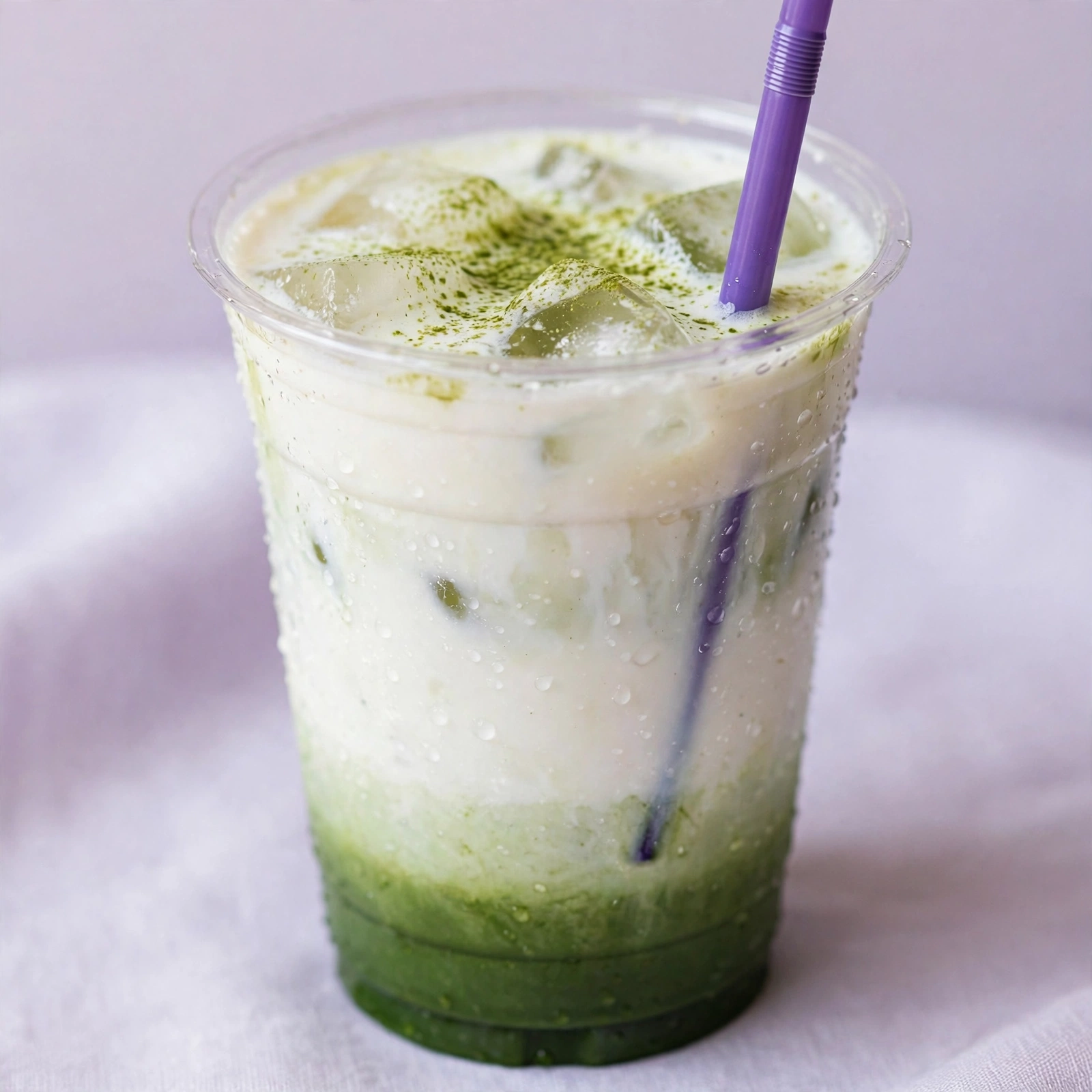Thé matcha latte glacé