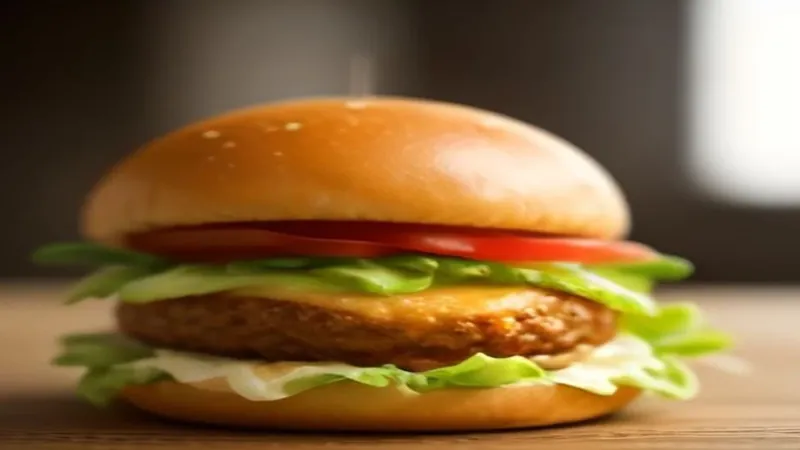 Burger de poulet croustillant avec frites, illustration générée par IA