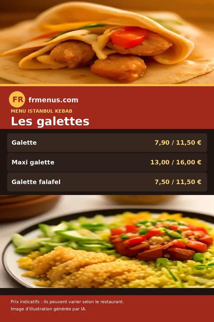 Carte des galettes d'Istanbul Kebab à Saint-Égrève, avec prix indicatifs
