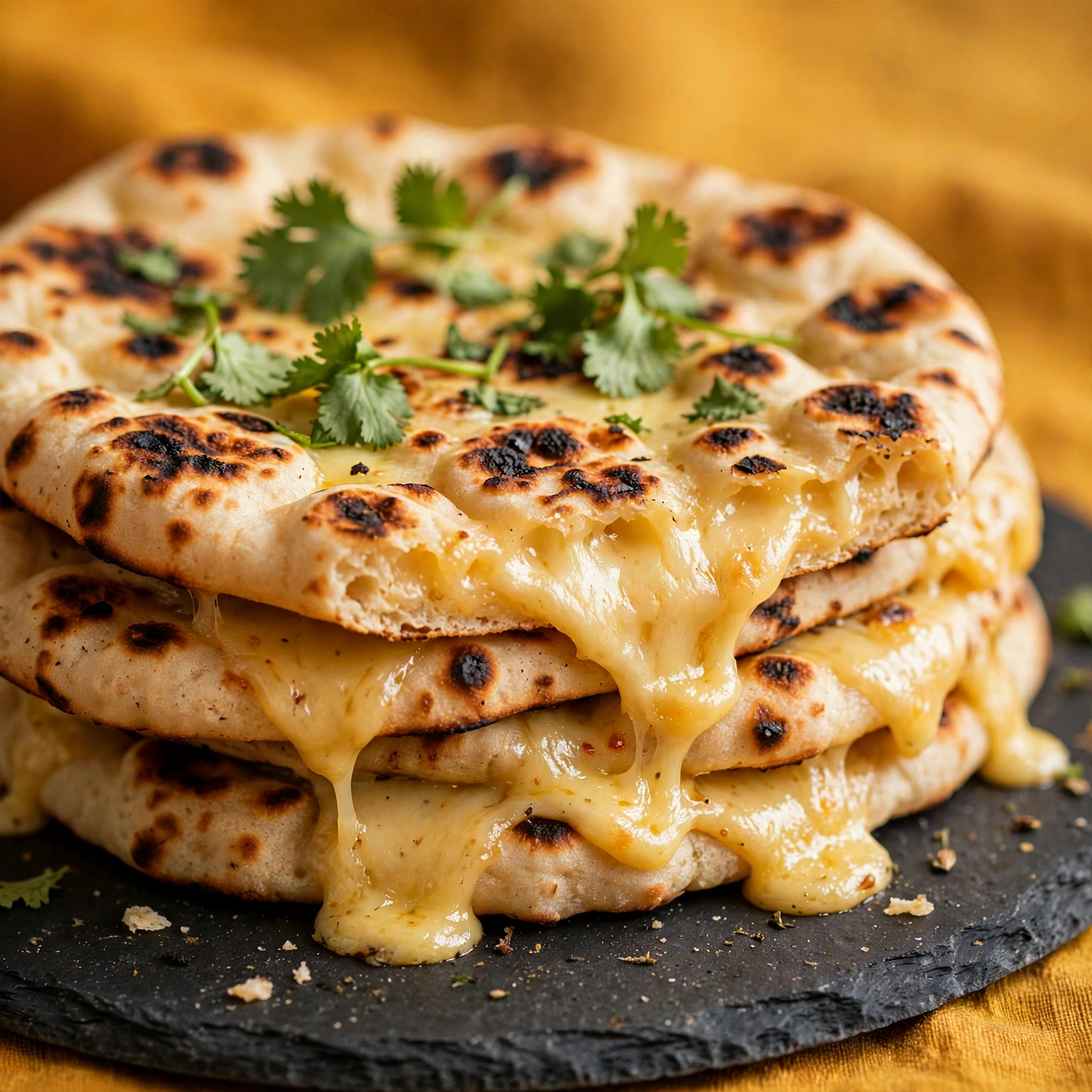 Naan au fromage chaud sorti du tandoor